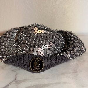 Vintage juicy couture Sequin Embellished Gray Beret